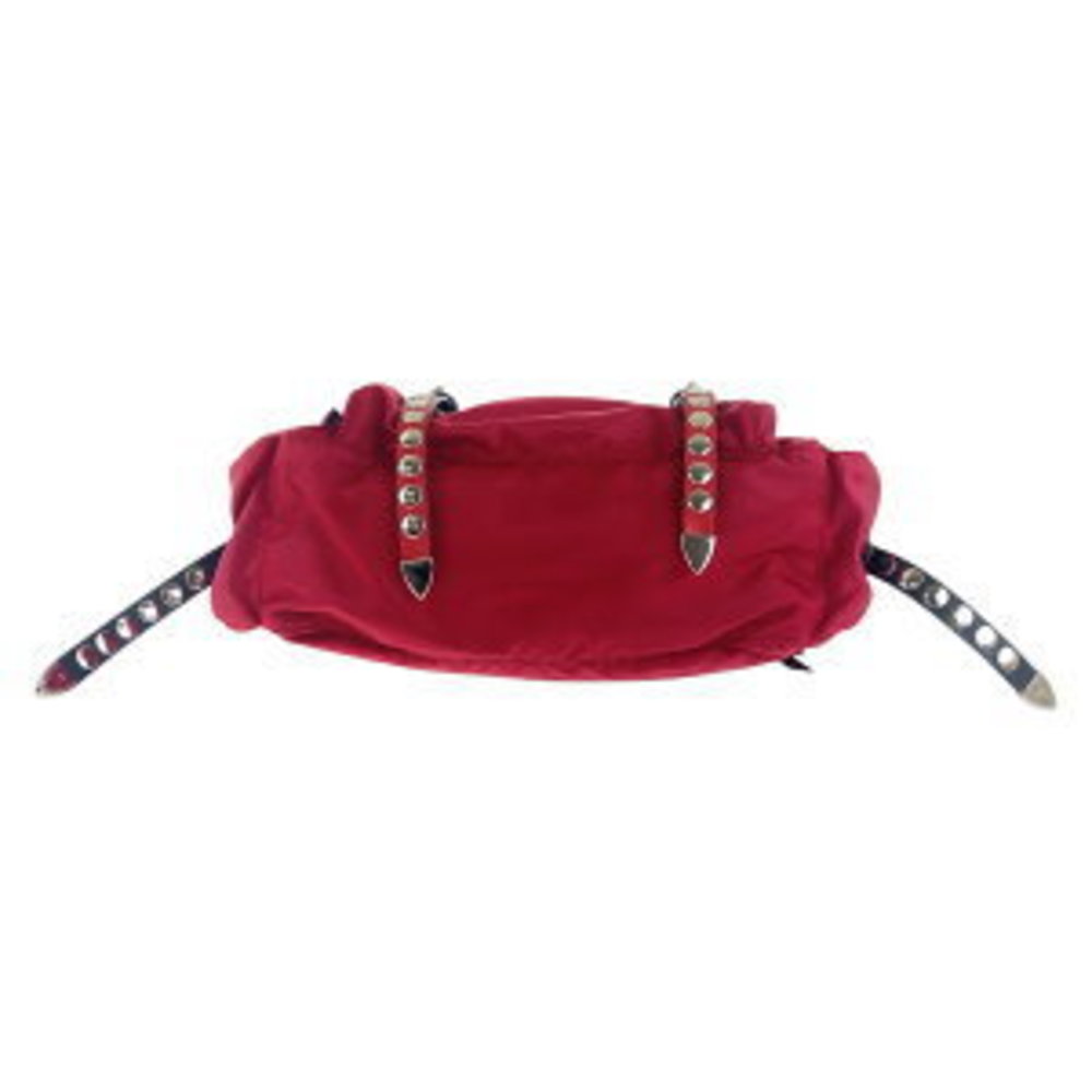 Prada Black Nylon Triangular Tessuto Red Studs Cr… - image 7